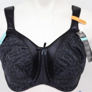 Bali Women's Satin Tracings Underwire Minimizer Bra Black 34DDNWT